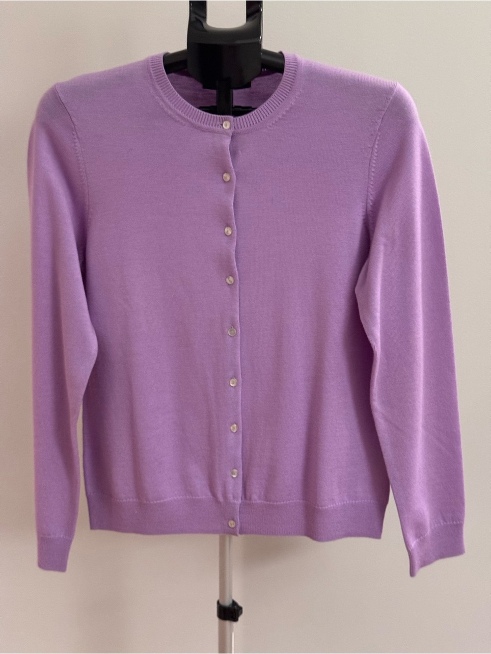 Brooks Brothers Lavender Button-Front Crewneck Cardigan -Size L